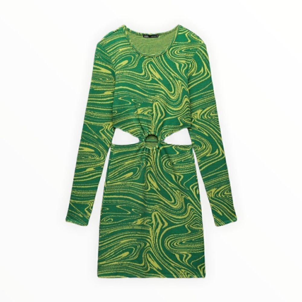 ZARA GREEN SWEATER MINI DRESS - Picture 6 of 12